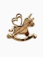 Брошь «Лошадка-Качалка. Единорог», белая в золоте - фото 68178930