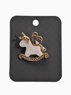 Брошь «Лошадка-Качалка. Единорог», белая в золоте - фото 68178932