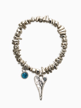Браслет из бусин с подвеской «Стиляшка», голубой в серебре