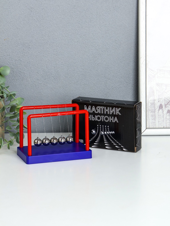 Маятник настольный антистресс «Шары Ньютона», сине-красный, 8×13×9.5 см - Фото 1