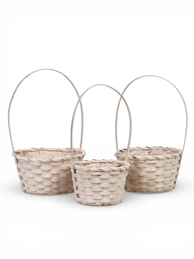 Корзина плетёная для хранения, бамбук, белая, набор 3 шт., Greengo