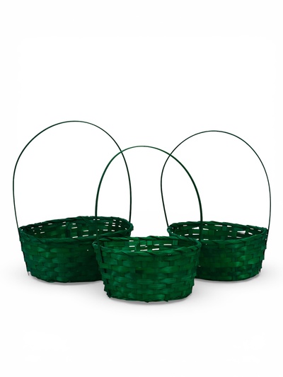 Корзина плетёная для хранения, бамбук, зелёная, набор 3 шт., Greengo