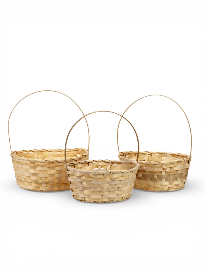 Корзина плетёная для хранения, бамбук, натуральная, набор 3 шт., Greengo - Фото 1