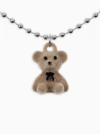 Кулон детский «Выбражулька. Мишка», 40 см, бежевый в серебре