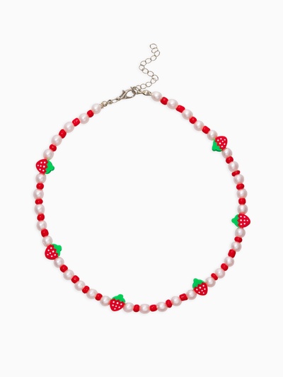 Бусы детские «Выбражулька. Клубника и Жемчуг», 34.5 см, красный, белый