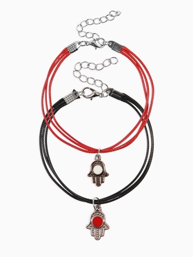 Браслеты парные «Неразлучники» «Рука Хамса», 2 шт. чёрный, красный  (артикул 10935865)  большой выбор товаров оптом и в розницу по низким ценам с доставкой