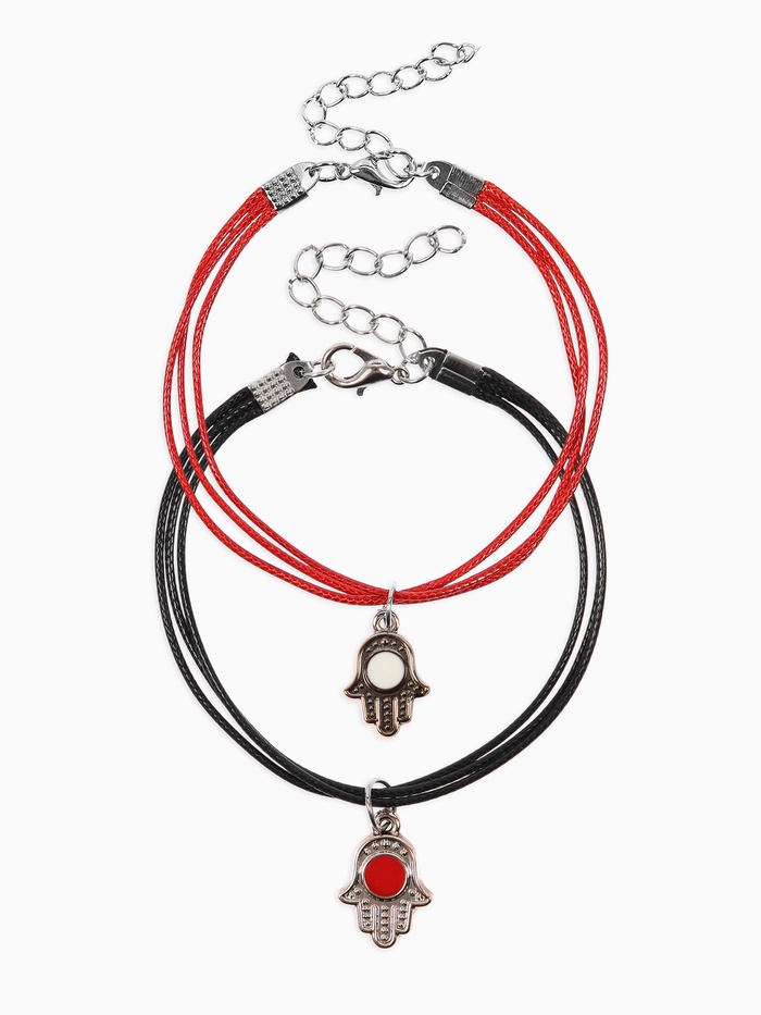 Браслеты парные «Неразлучники» «Рука Хамса», 2 шт. чёрный, красный - Фото 1