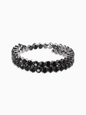 Браслет-пружинка со стразами, чёрный