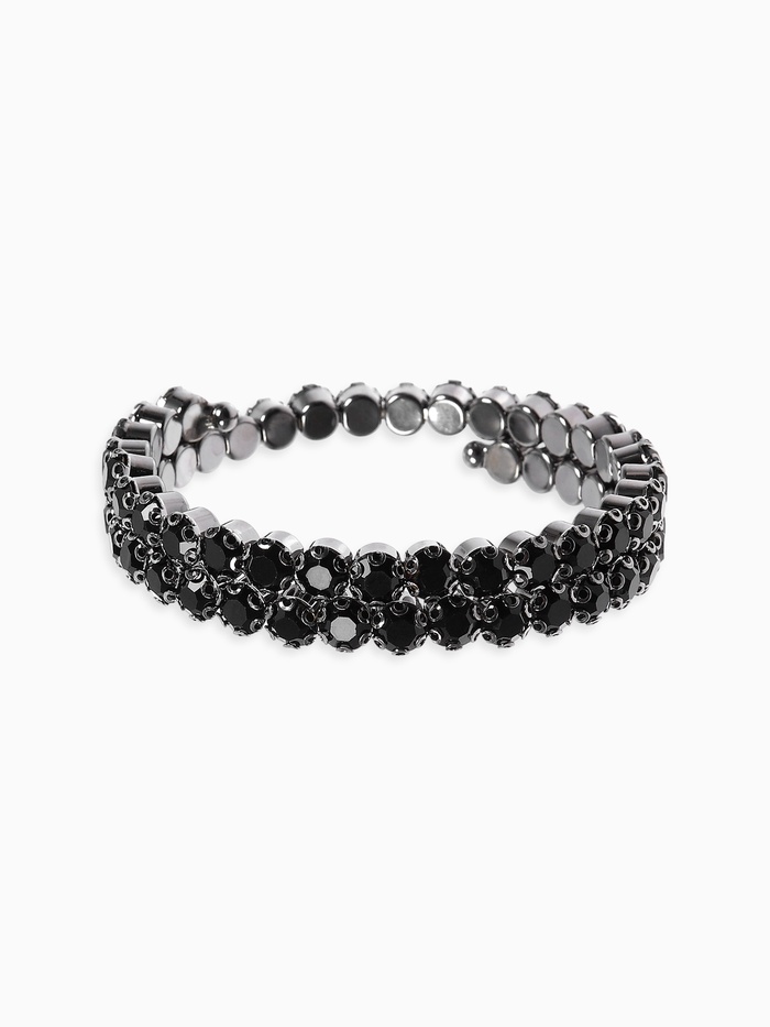 Браслет-пружинка со стразами, d=6.5 см, чёрный - Фото 1
