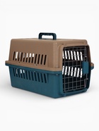 Переноска для животных, 49×31×31 см, с металлической дверью, пластик, коричневая, синяя - фото 68975447