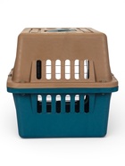 Переноска для животных, 49×31×31 см, с металлической дверью, пластик, коричневая, синяя - Фото 8