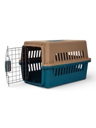 Переноска для животных, 49×31×31 см, с металлической дверью, пластик, коричневая, синяя - Фото 9