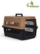 Переноска для животных, 49×31×31 см, с поддоном, пластик, чёрная, коричневая - Фото 5