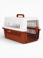 Переноска для животных, 49×31×31 см, с металлической дверью, пластик, белая, коричневая - фото 68975461