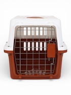 Переноска для животных, 49×31×31 см, с металлической дверью, пластик, белая, коричневая - Фото 7