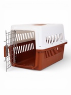 Переноска для животных, 49×31×31 см, с металлической дверью, пластик, белая, коричневая - Фото 9