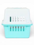 Переноска для животных, 49×31×31 см, с металлической дверью, пластик, белая, бирюзовая - Фото 8