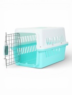 Переноска для животных, 49×31×31 см, с металлической дверью, пластик, белая, бирюзовая - Фото 9