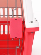 Переноска для животных, 49×31×31 см, с металлической дверью, пластик, белая, розовая - Фото 11