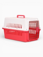 Переноска для животных, 49×31×31 см, с металлической дверью, пластик, белая, розовая - фото 68975467