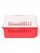 Переноска для животных, 49×31×31 см, с металлической дверью, пластик, белая, розовая - Фото 6