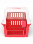 Переноска для животных, 49×31×31 см, с металлической дверью, пластик, белая, розовая - Фото 7