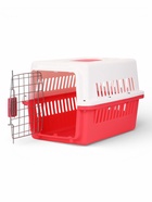 Переноска для животных, 49×31×31 см, с металлической дверью, пластик, белая, розовая - Фото 9