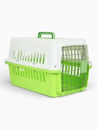 Переноска для животных, 49×31×31 см, с металлической дверью, пластик, белая, зелёная - фото 68975470