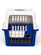 Переноска для животных, 49×31×31 см, с поддоном и миской, пластик, белая, синяя - Фото 7