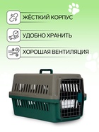 Переноска для животных, 59×36×35 см, с сеткой и чашей, пластик, серая, зелёная - фото 68975476