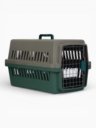 Переноска для животных, 59×36×35 см, с сеткой и чашей, пластик, серая, зелёная - фото 68975477