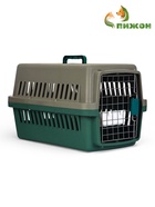 Переноска для животных, 59×36×35 см, с сеткой и чашей, пластик, серая, зелёная - Фото 5