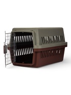 Переноска для животных, 59×36×35 см, с поддоном, с металлической дверью, цвет кофейный, серый - Фото 9