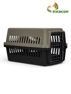 Переноска для животных, 59×36×35 см, с поддоном, с металлической дверью, тёмно-серая, чёрная - Фото 5