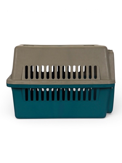 Переноска для животных, 64×45×45 с, с металлической дверью, синяя, серая