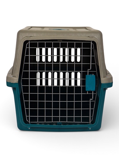 Переноска для животных, 64×45×45 с, с металлической дверью, синяя, серая