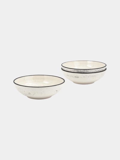 УЦЕНКА Набор тарелок глубоких 3 шт. Доляна Nature 18 см бежевый в крапинку