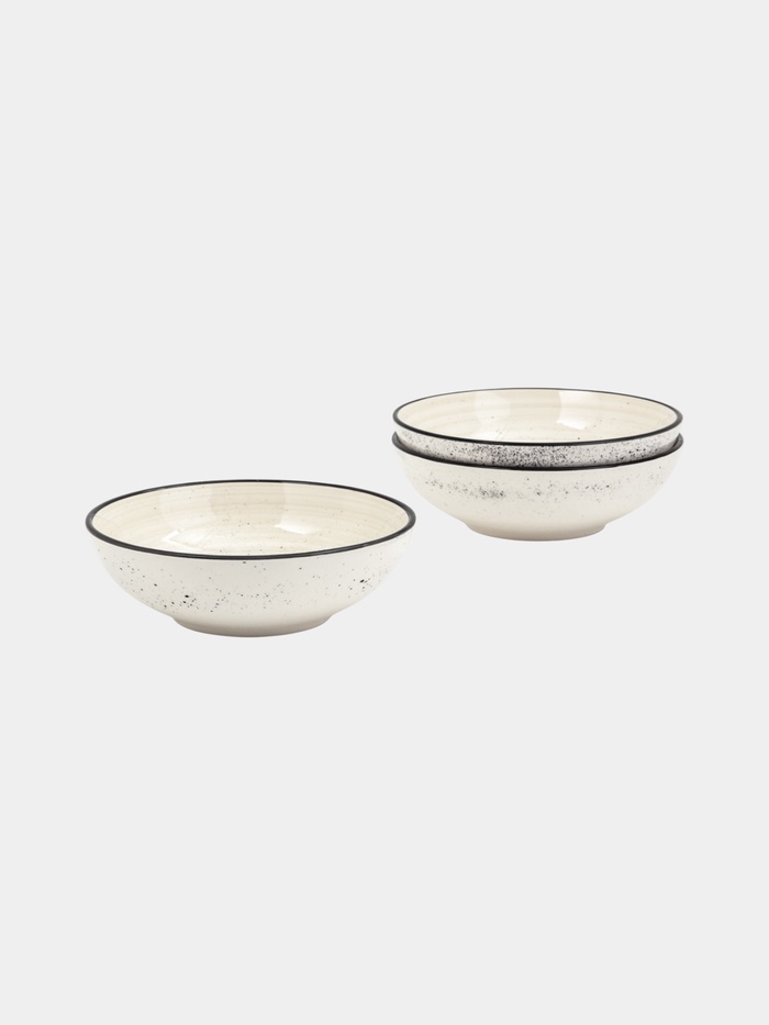 УЦЕНКА Набор тарелок глубоких 3 шт. Доляна Nature 18 см бежевый в крапинку - Фото 1