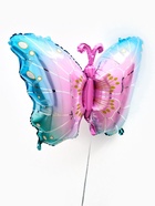 Воздушный шар фольгированный 32" «Бабочка», голубой металлик - фото 120955875