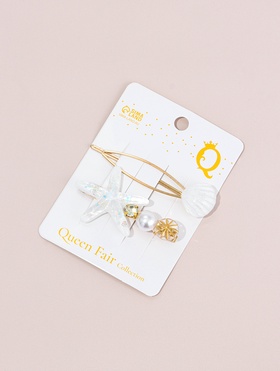 Набор для волос QF «Морская звезда», 1 зажим, 1 невидимка, 7 см, белый (комплект 3 шт)