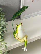 Фигурка настольная полистоун «Лягуха под пальмовым листом», на полку, 5.8×7.5×14.5 см - фото 809457267