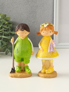 Набор фигурок полистоун «Малышка и мальчишка вафельные наряды», 2 шт., 5.7×6.8×15 см - Фото 1