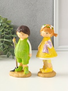 Набор фигурок полистоун «Малышка и мальчишка вафельные наряды», 2 шт., 5.7×6.8×15 см - Фото 4