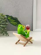 Фигурка полистоун «Лягуха в кресле с бокалом под пальмовым листом», 5.8×7.5×14.5 см  (артикул 10954847)  большой выбор товаров оптом и в розницу по низким ценам с доставкой