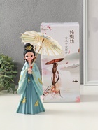 Фигура полистоун «Девочка в кимоно с зонтиком», голубой, 12×13.8×25 см - фото 68975562