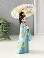 Фигура полистоун «Девочка в кимоно с зонтиком», голубой, 12×13.8×25 см - фото 68179387