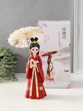 Фигура полистоун «Девочка в кимоно с зонтиком», красный, 12×13.8×25 см