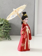 Фигура полистоун «Девочка в кимоно с зонтиком», красный, 12×13.8×25 см - Фото 2