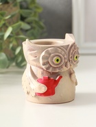 Карандашница сувенирная «Сова с лейкой», 8×8 см, гипс, слоновая кость - фото 68179429