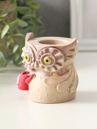 Карандашница сувенирная «Сова с лейкой», 8×8 см, гипс, слоновая кость - фото 68179431